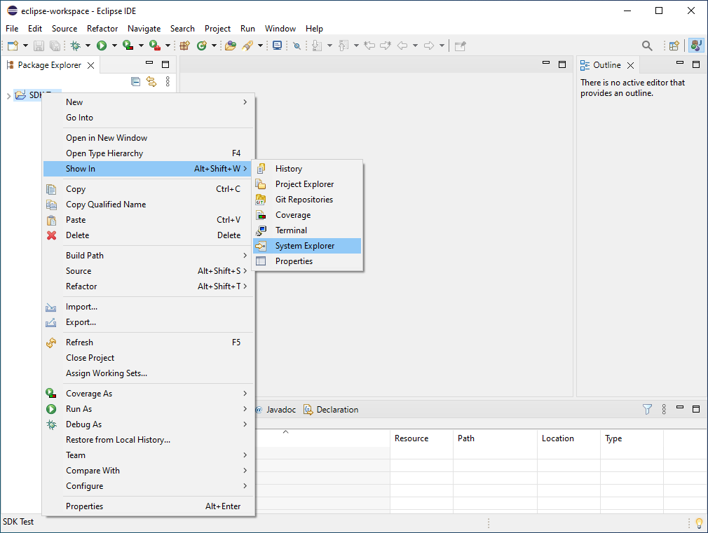 starting guide open project in system explorer